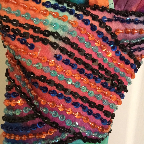 Multi-colored cross back prom dress - Picture 5 of 5